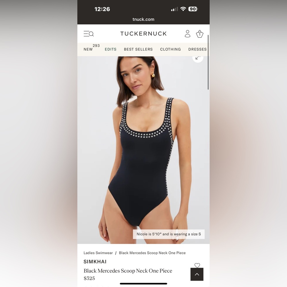 Simkhai Black Studded One Piece Swimsuit